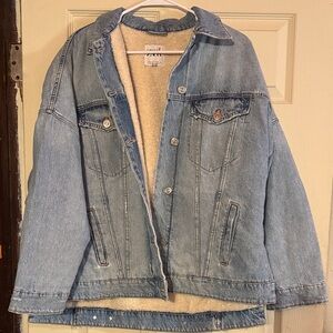 Zara Light Blue Jean Jacket with Cream Lining